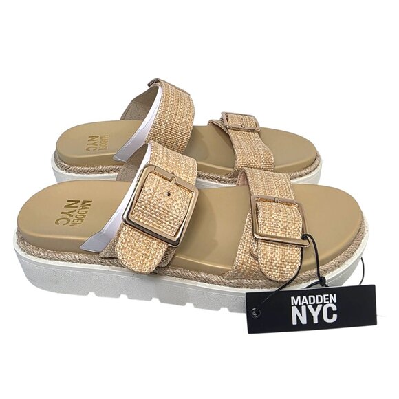 Madden NYC Flatform Sandals Adjustable Buckle Straps Women’s Size 8.5-11 Raffia - Picture 3 of 11